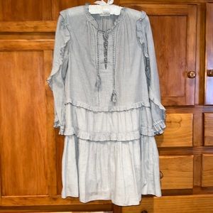 Ulla Johnson Grey and White Pinstripe Stripe Dress